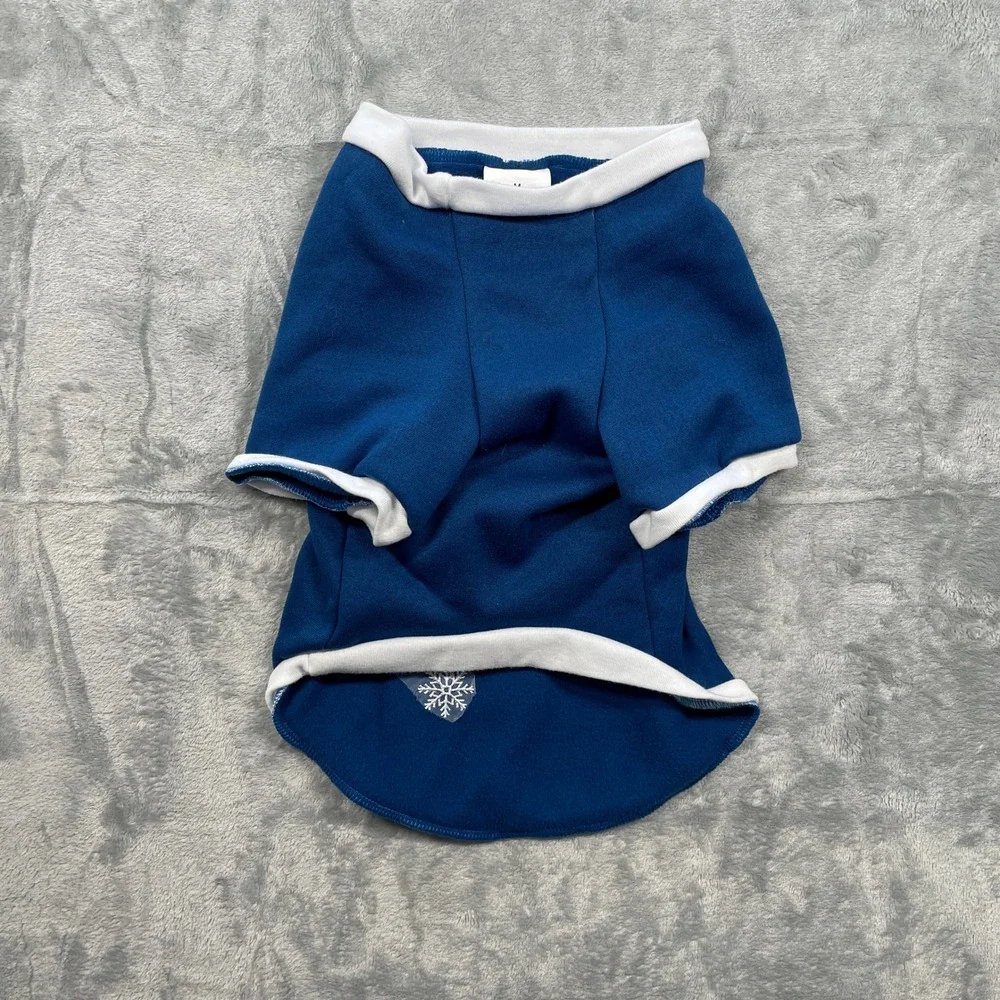 Blue Snowflake Dog Sweatshirt Pet Winter Warm Apparel Size M